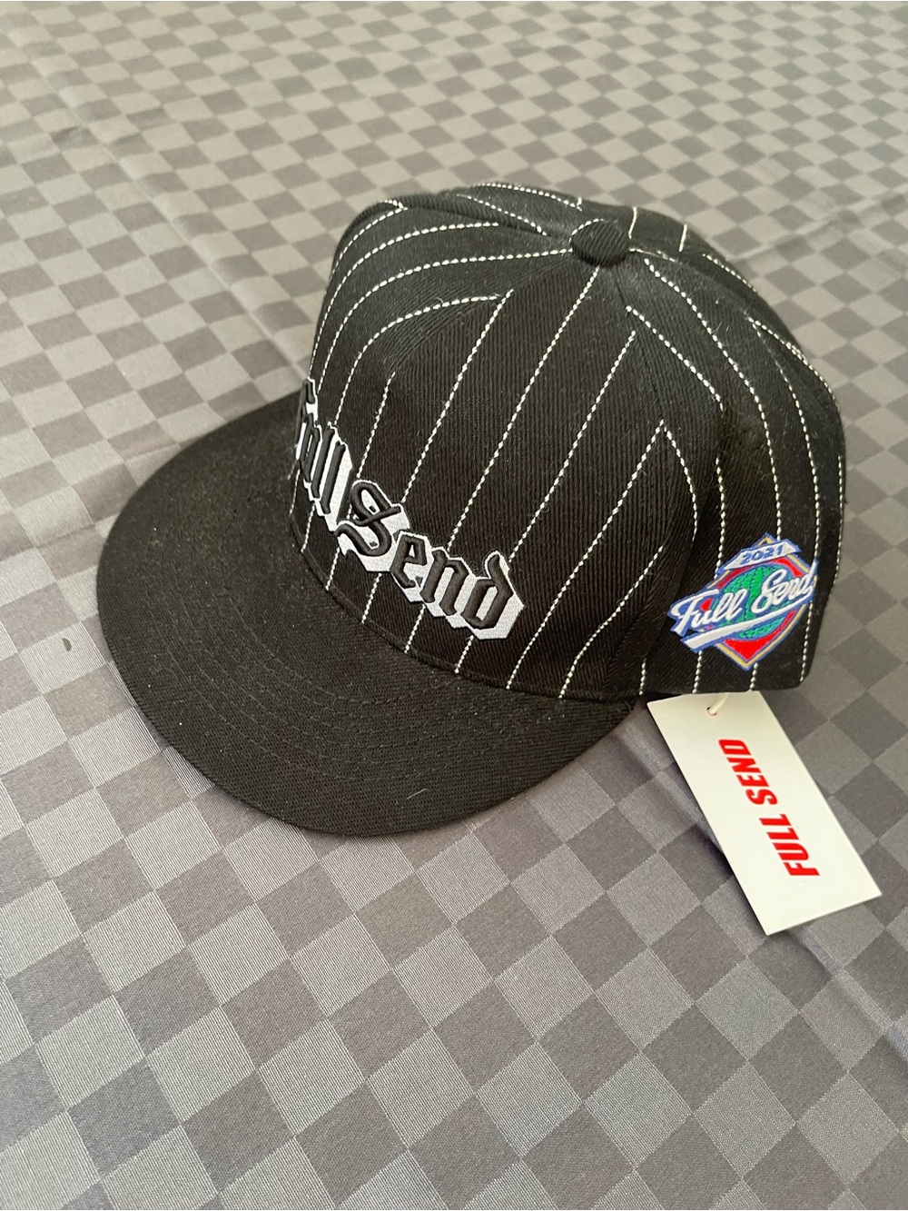 Full Send X NELK boys black pinstripe cap
